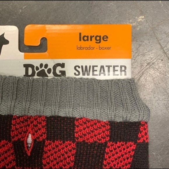 New Large Plaid Mustache Dog Sweater - Picture 2 of 4